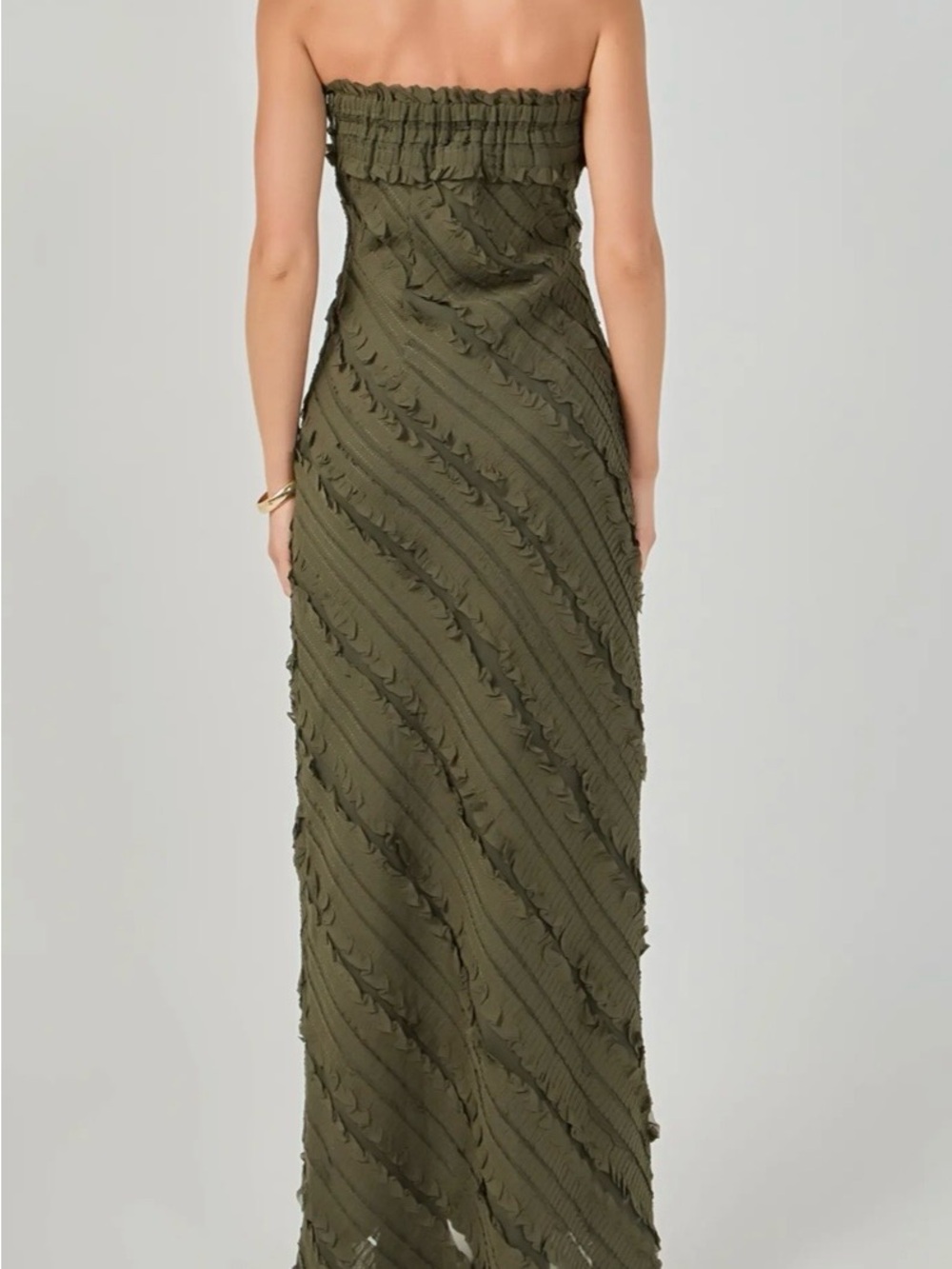 Endless Rose Olive Green Strapless Maxi Dress
